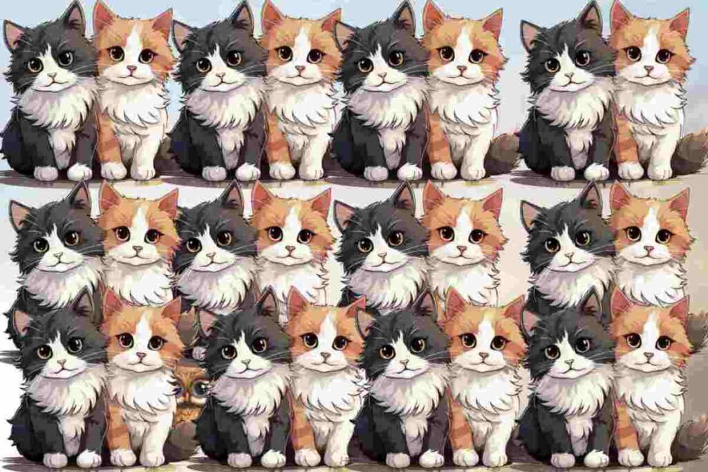 L’immagine protagonista di questa sfida mostra una nutrita schiera di gatti adorabili e variopinti, ognuno con caratteristiche uniche