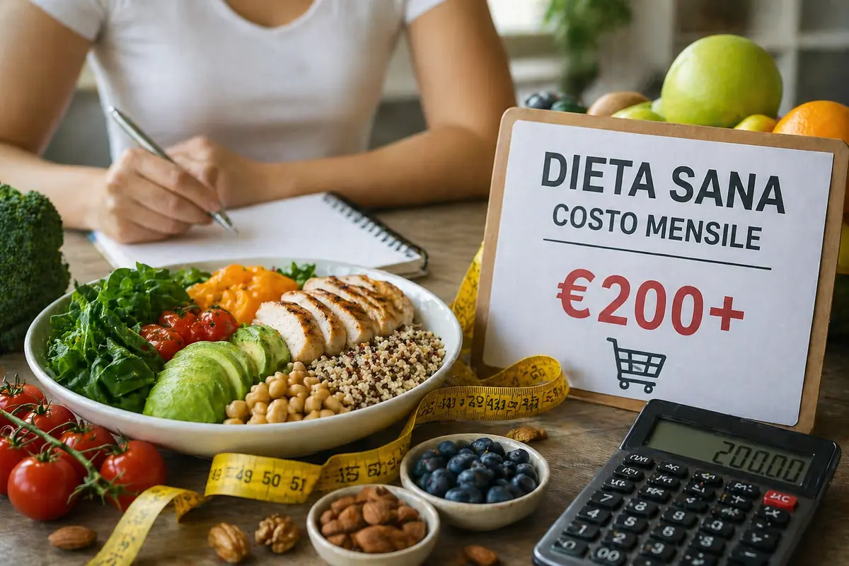 Costo della dieta sana in Italia con alimenti mediterranei, calcolatrice e spesa mensile oltre 200 euro