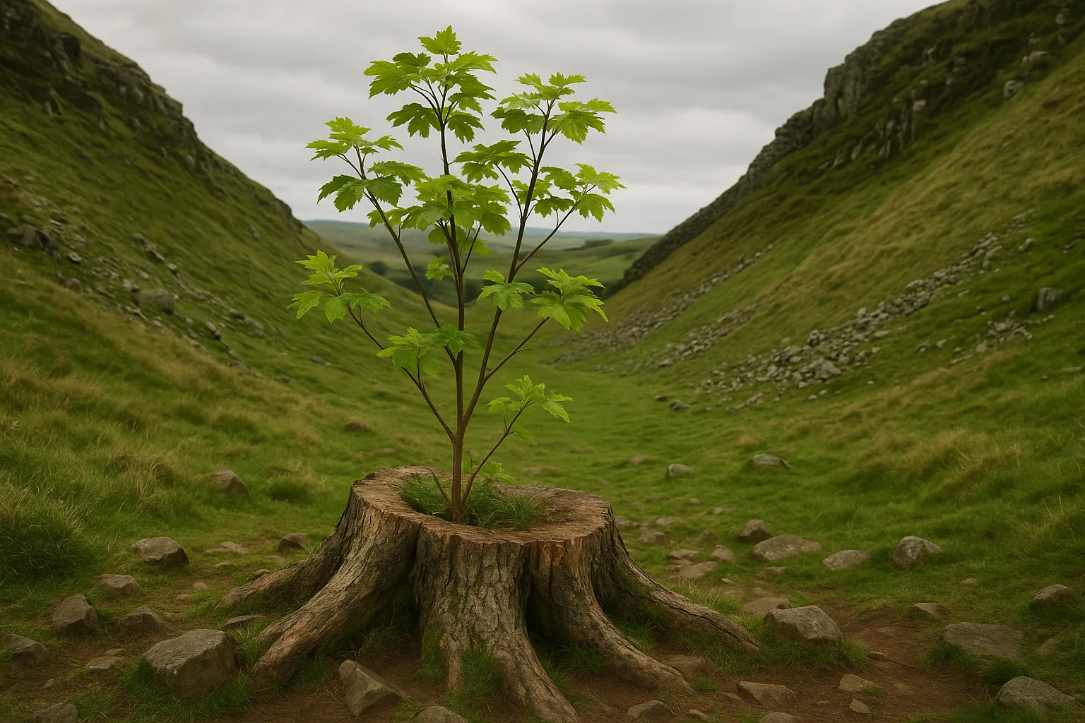 Sycamore Gap, l'albero di Robin Hood rinato tre anni dopo l'abbattimento illegale: germogli alti 90 centimetri