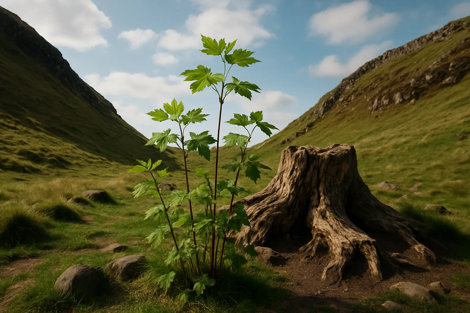 Sycamore Gap rigenerato tre anni dopo l'abbattimento: germogli alti 90 centimetri nel Vallo di Adriano